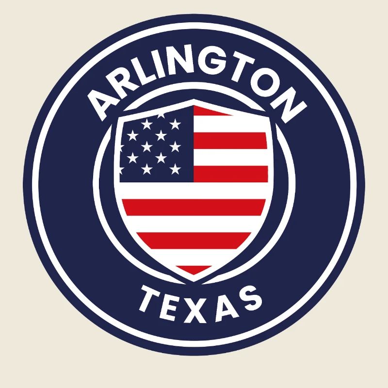 Arlington Texas Emblem with Flag