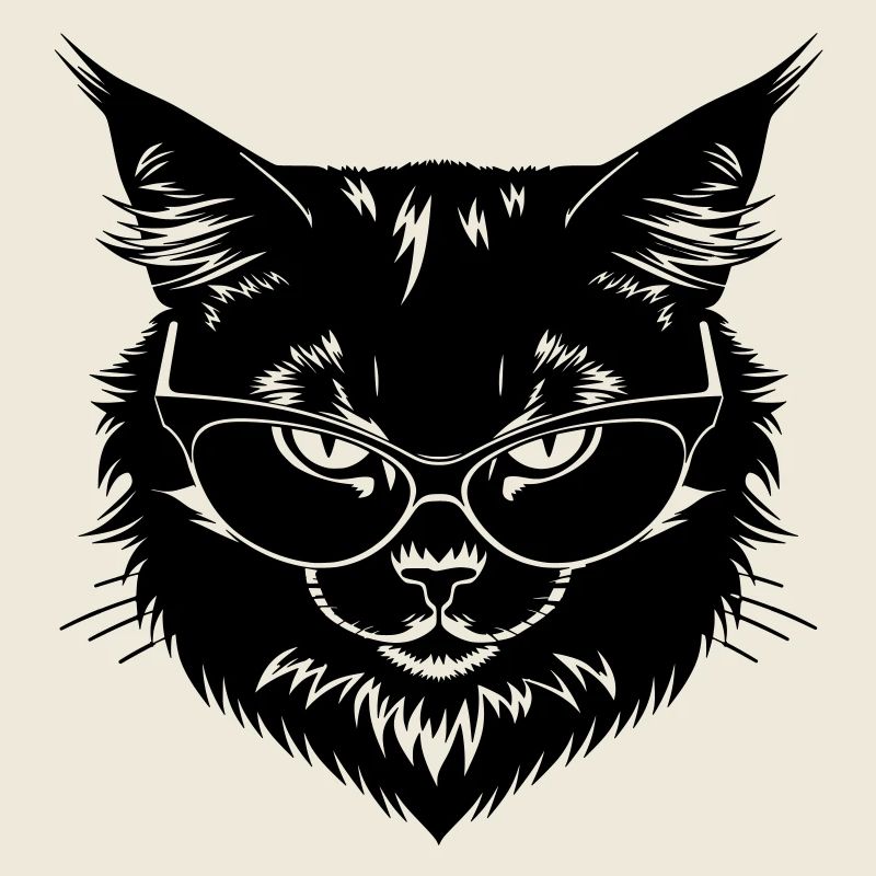 Chat noir à lunettes