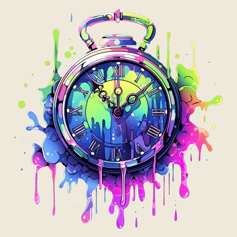 Bunte Uhr mit Farbspritzern