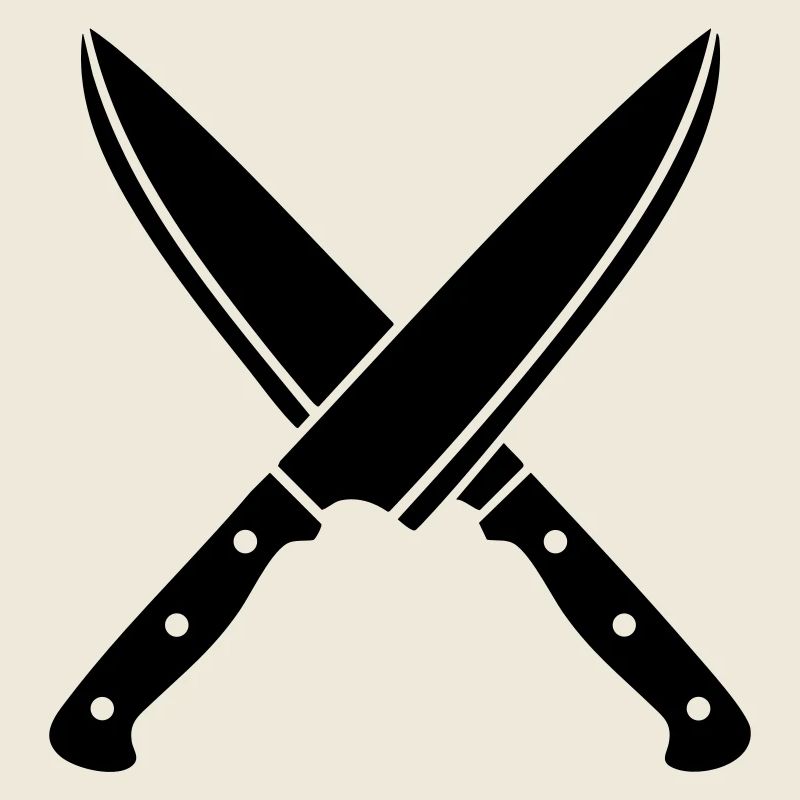 Silhouette des couteaux de chef croisés