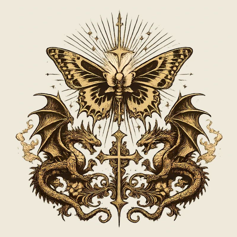 Papillon occulte avec dragon – Gothic Dark