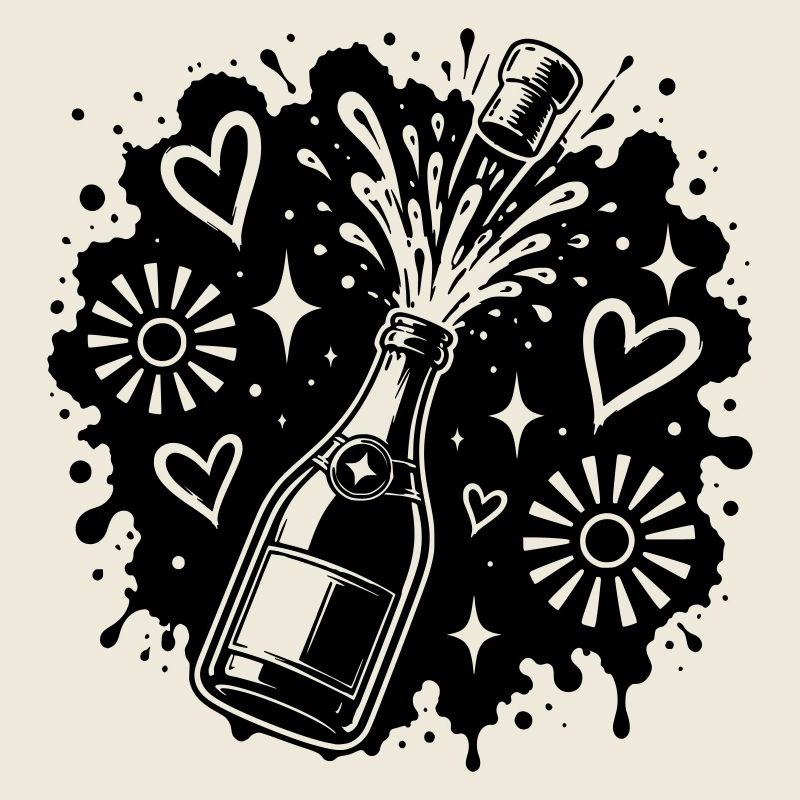 Sektflasche Party Splash Motiv