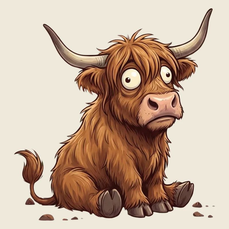 Rustic Amazed Cartoon Cattle