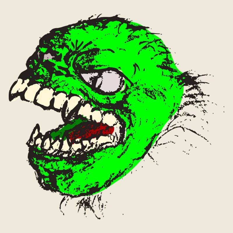 Monstre vert a des dents pointues