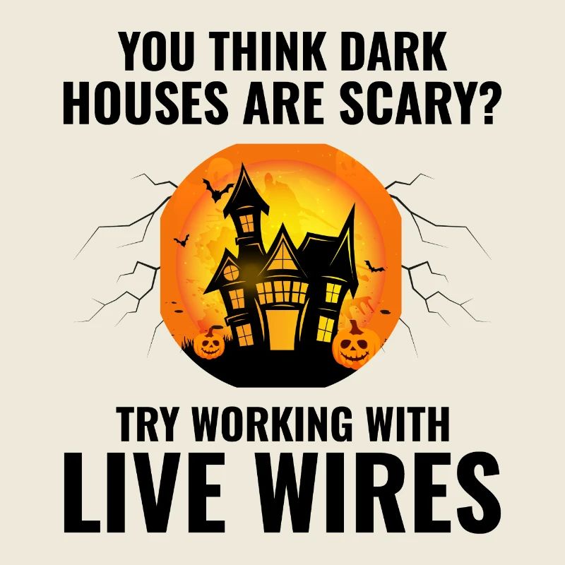 Elektriker Halloween Lebendige Drähte Dunkle Häuser Humor