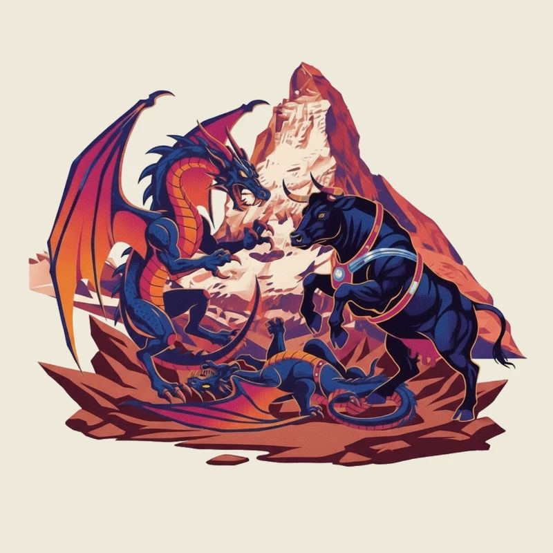 Dragon combat dans le rocher rouge dans l’Ering devant le Cervin