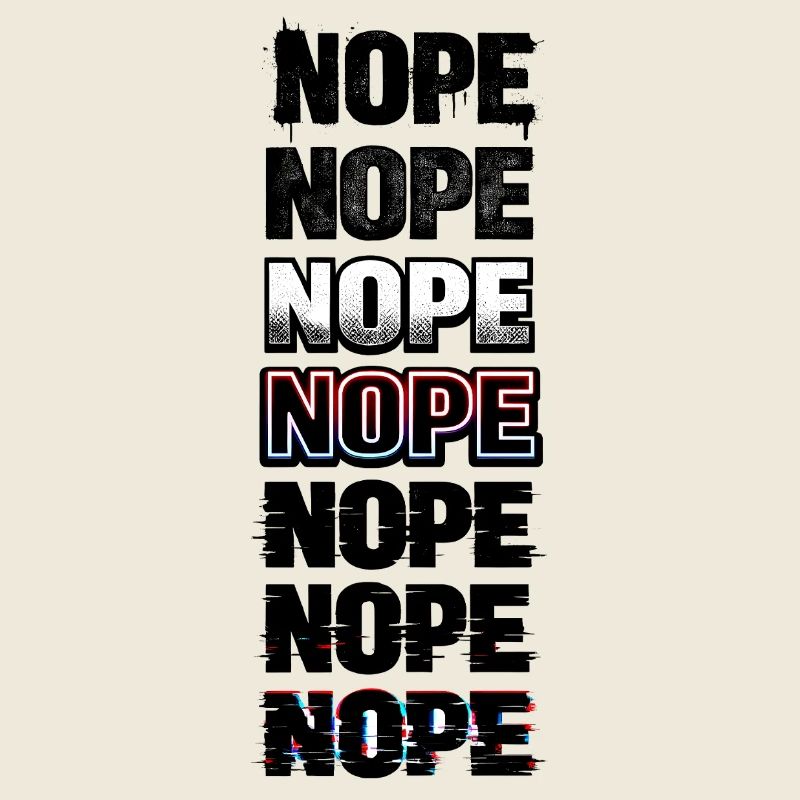 Non, pile de texte buggé au néon