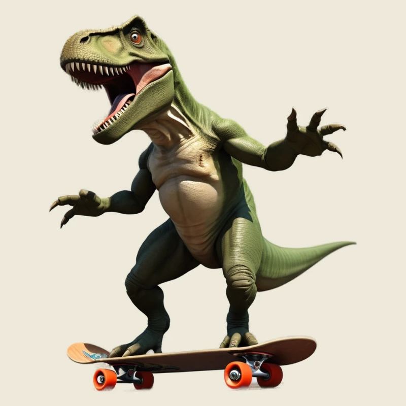 Funny T-Rex on Skateboard - Dinosaur