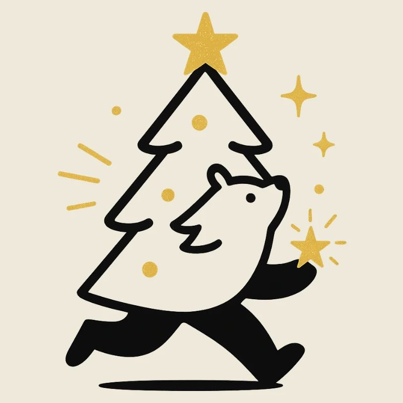 Christmas Wolf and Star Tree