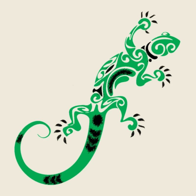 Green ornamental gecko pattern