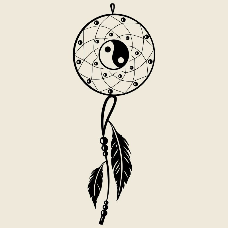 Dreamcatcher avec plumes, Yin et Yang