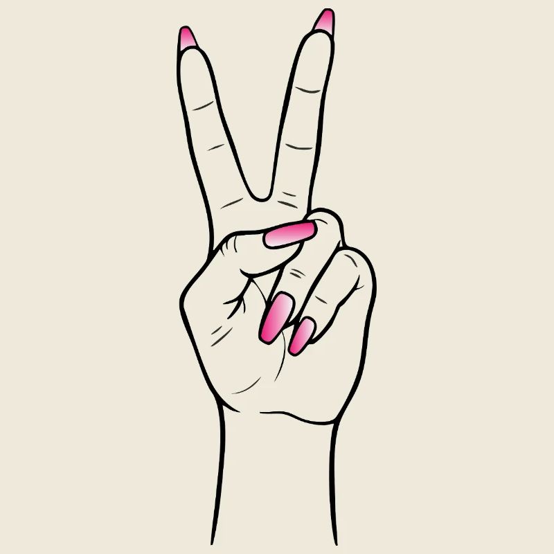 Peace Hand – Feminine Babyboomer Nails Design