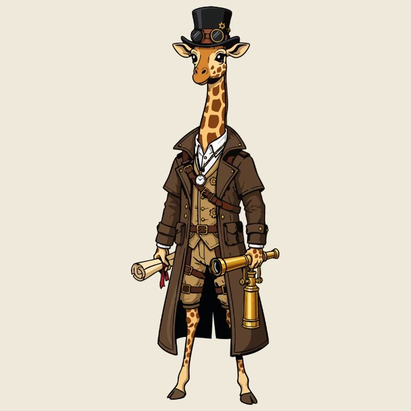 Girafe Exploratrice Steampunk Haut-de-Forme Chic