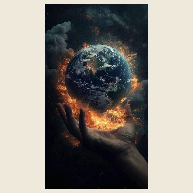 Darstellung einer Hand, die scheinbar die Erde häl