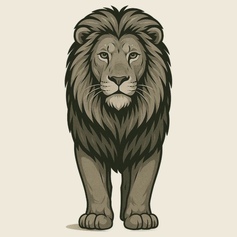 Majestic lion in powerful illustration
