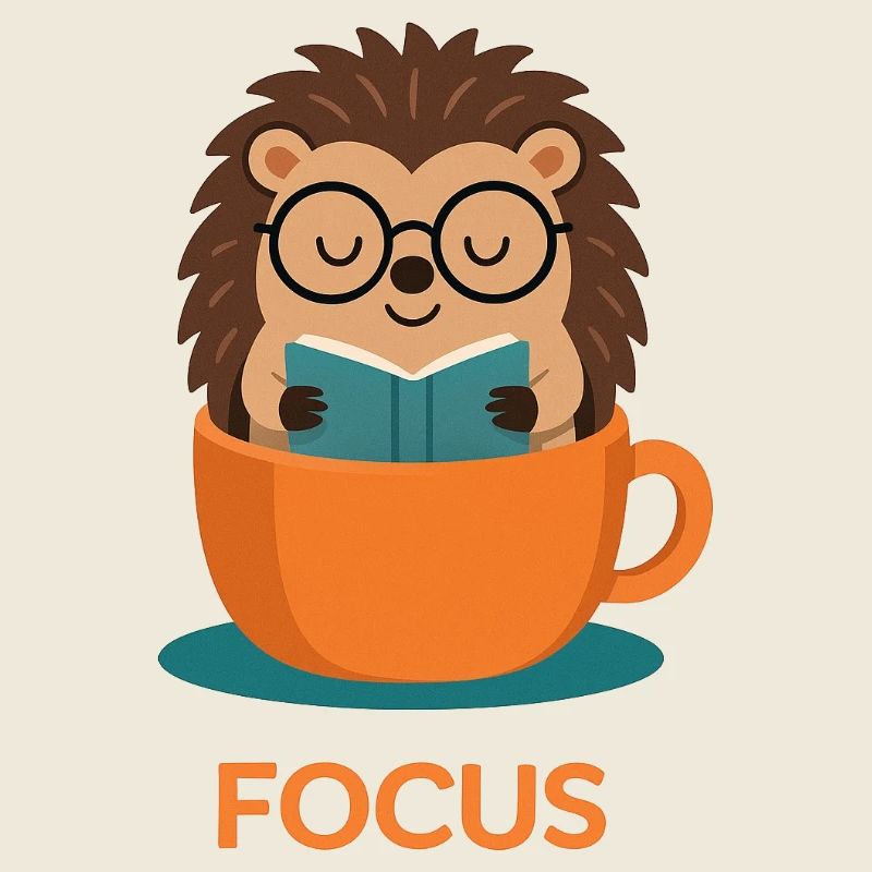 Original studious cute hedgehog