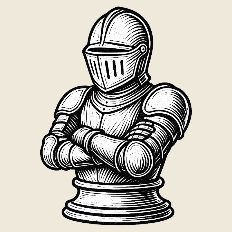 Strong knight in engraving style