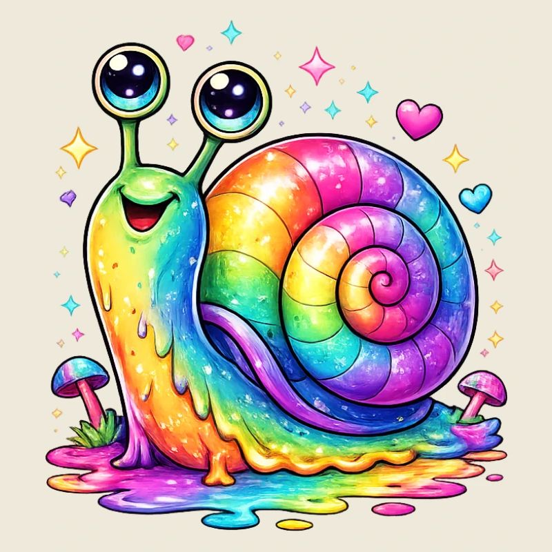 Regenbogen-Schnecke im magischen Glanz