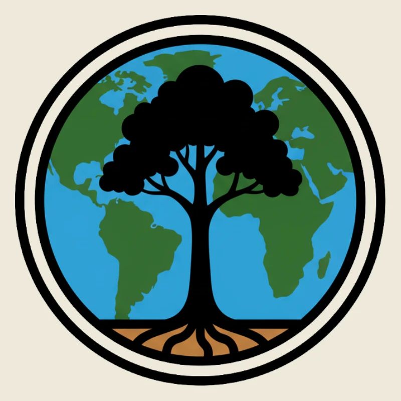 Weltbaum mit Wurzeln über Erde