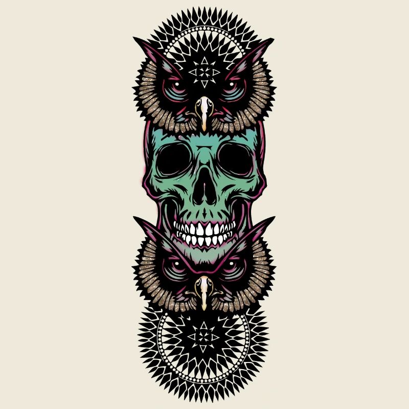Totenkopf mit Eule
