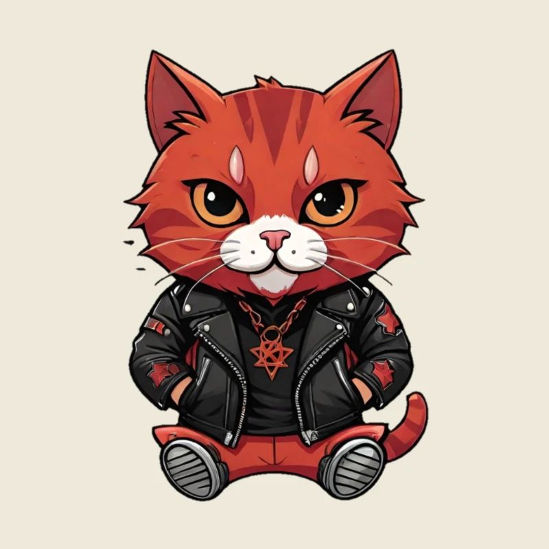 Biker Metal Cat red