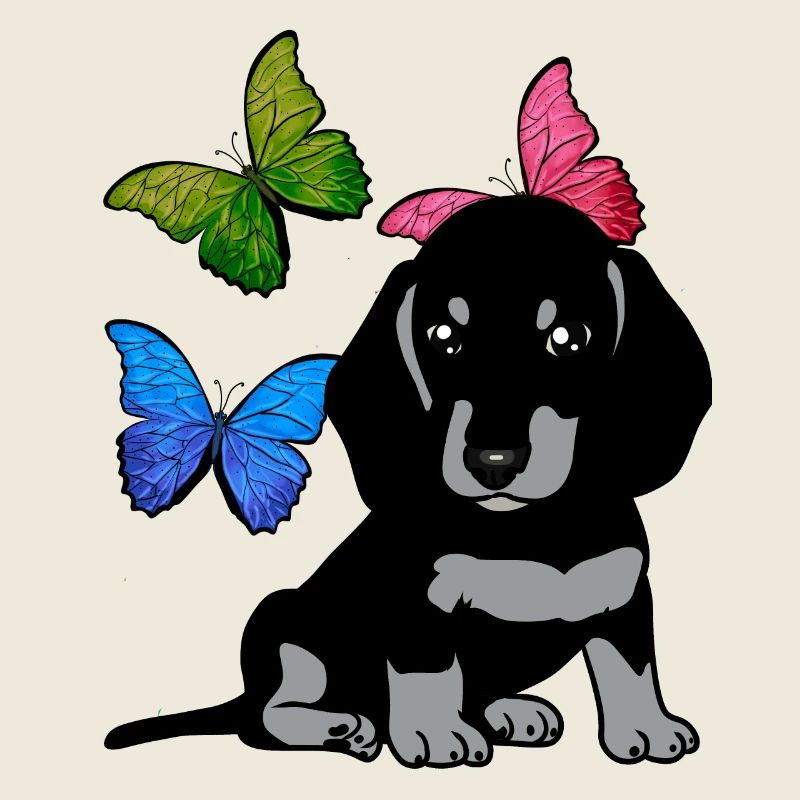 Hunde Frühling Dackel Hund Schmetterlinge