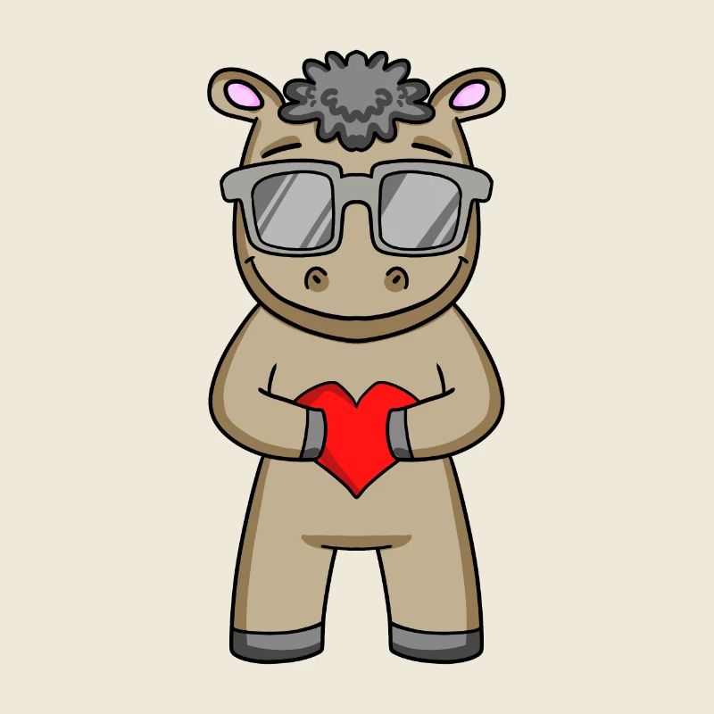 Pferd mit Sonnenbrille und Herz