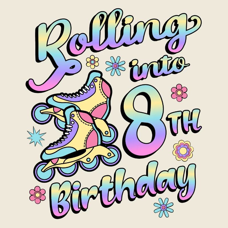 Rolling Into 8th Geburtstag Roller Skater Inline