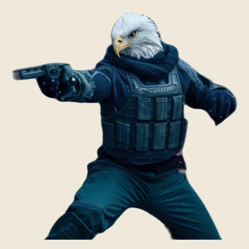 Aigle avec revolver
