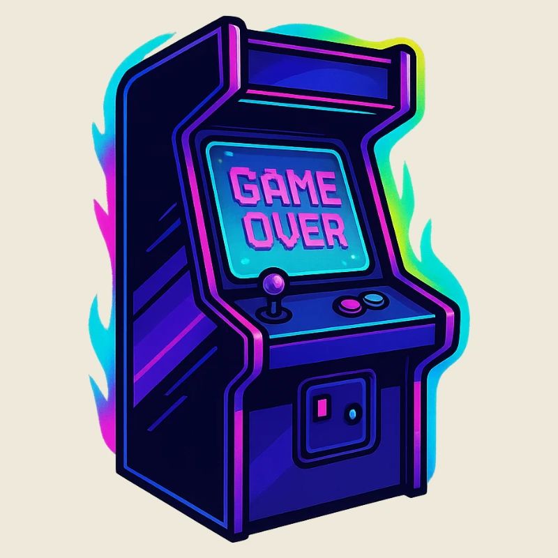 Neon Arcade Game Over Illustration