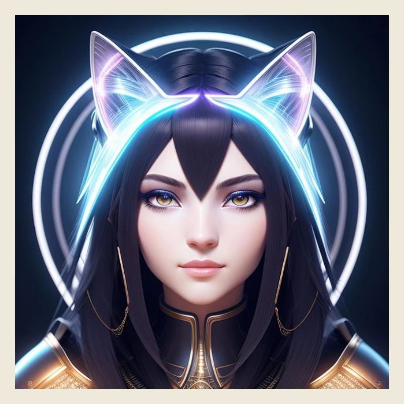 Mystical Neon Cat Heroine