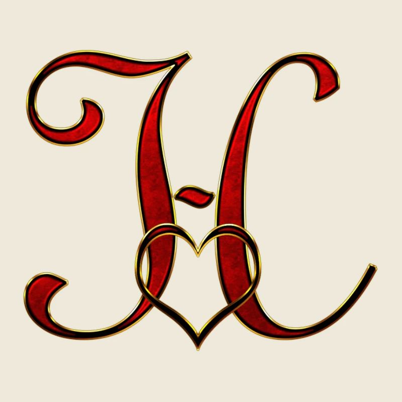 Monogramme H avec cadre en forme de cœur