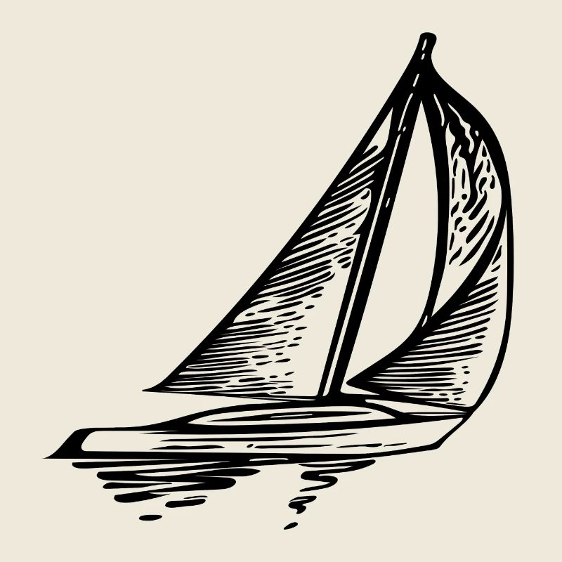 Sleek sailboat with sails