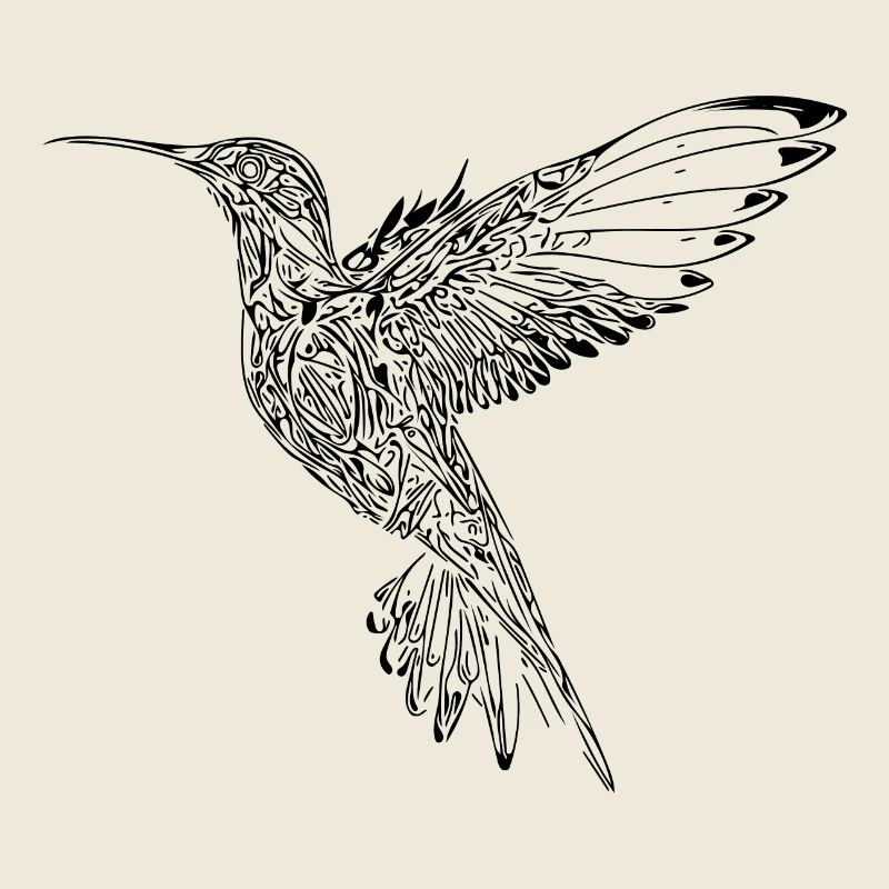 Exotic flying hummingbird wide wings