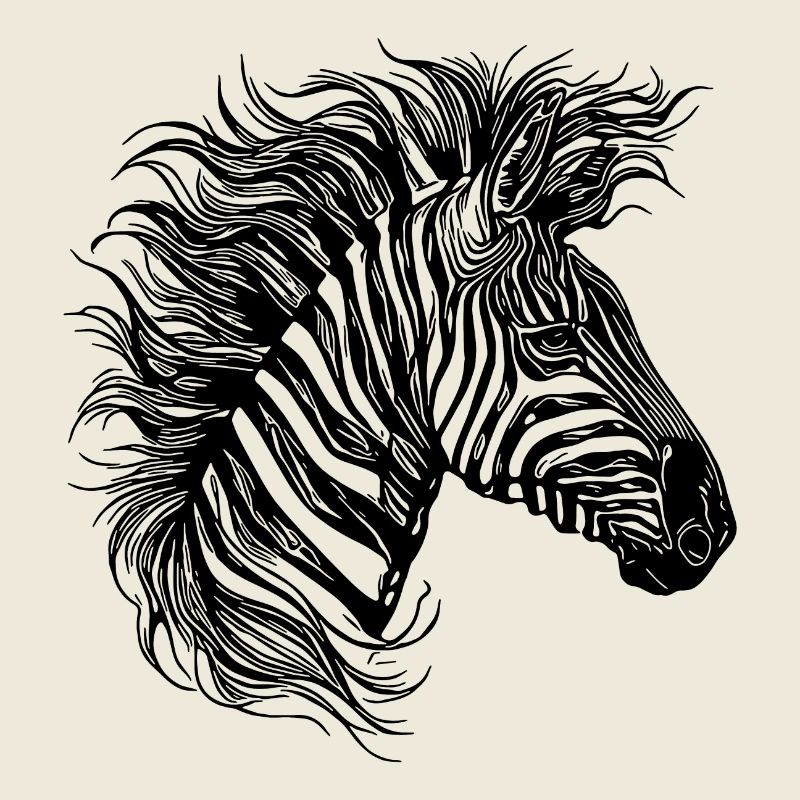 Wilde Zebra Mähne Tattoo Style Linien