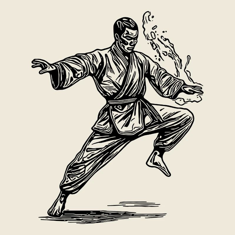 Karaté Arts Martiaux Master Pose Style de tatouage