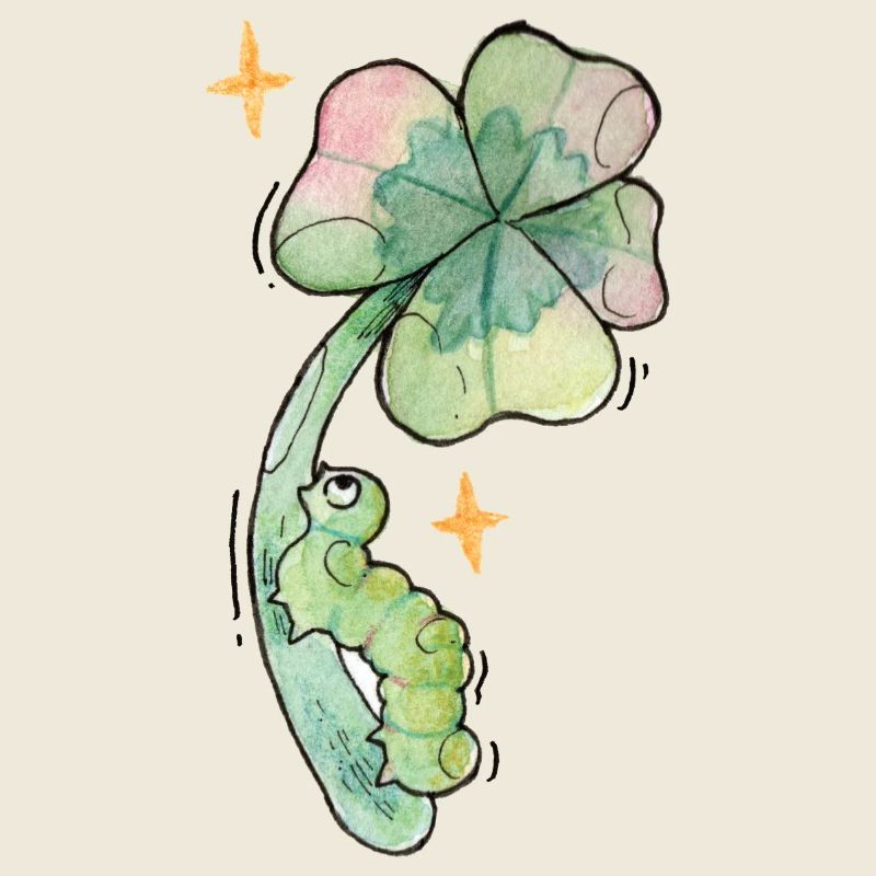 Lucky charm caterpillar on shamrock