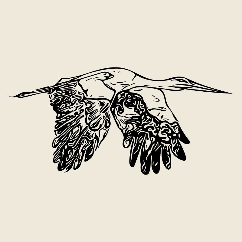 Fliegender vintage Storch im Flug