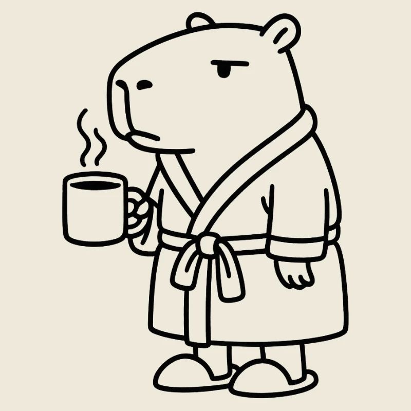 Capybara en robe de chambre Café