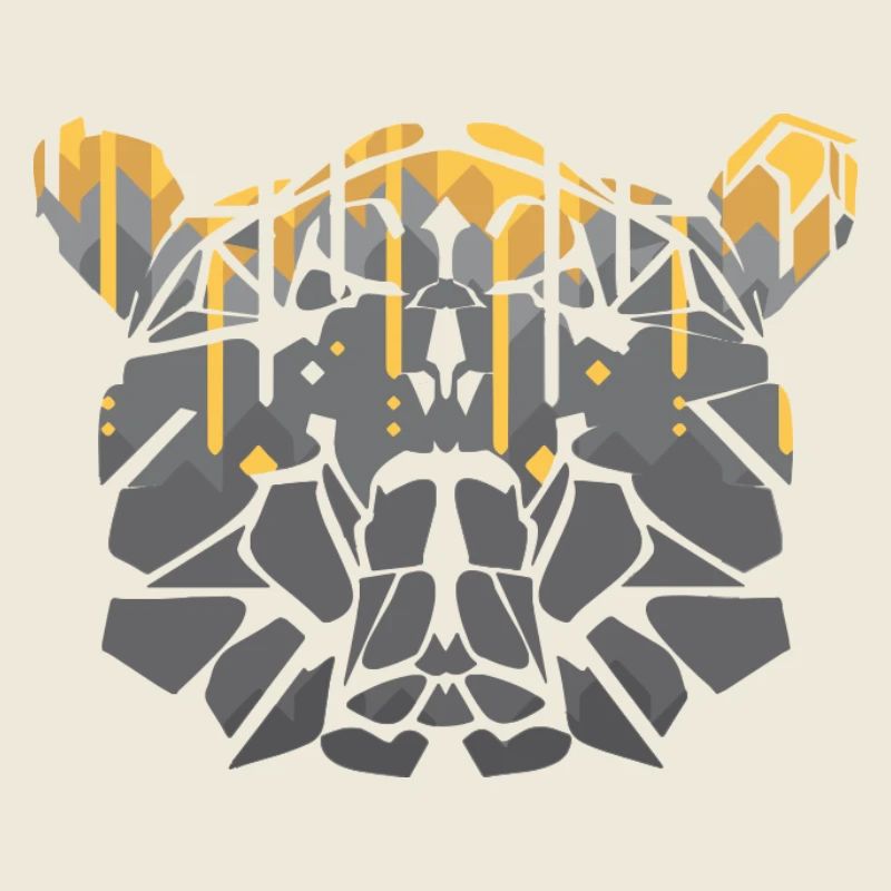 Geometric bear Mosaic with Gold Drips