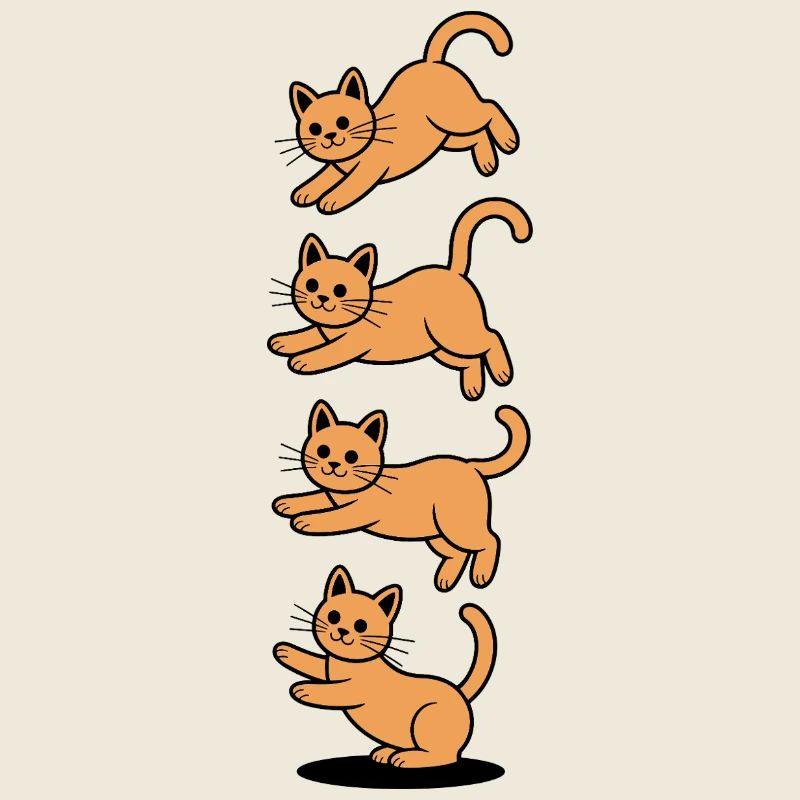 Funny Falling Cats Cartoon Cute Tabby