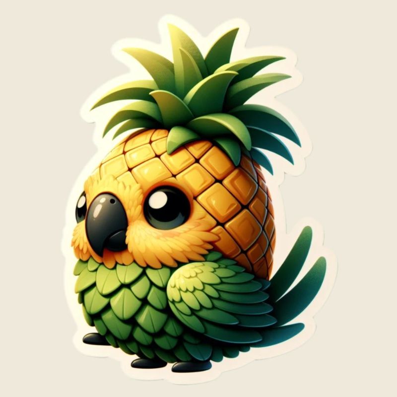 Cute little parrot as pineapple