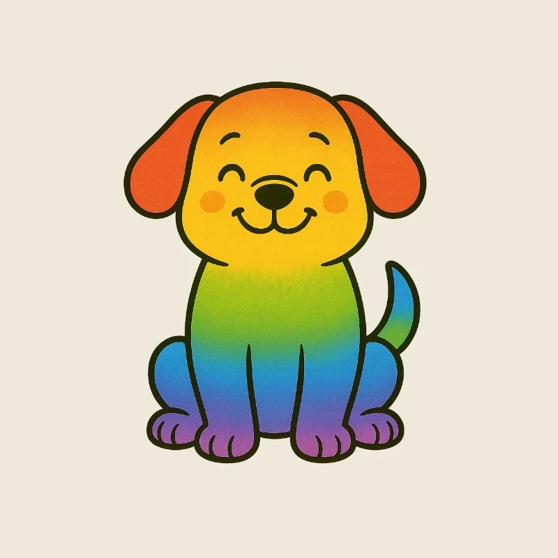 chiot chien arc-en-ciel coloré mignon