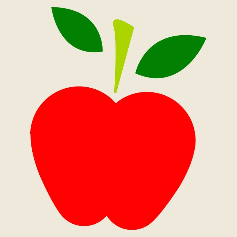 Minimalistischer roter Apfel mit Blättern