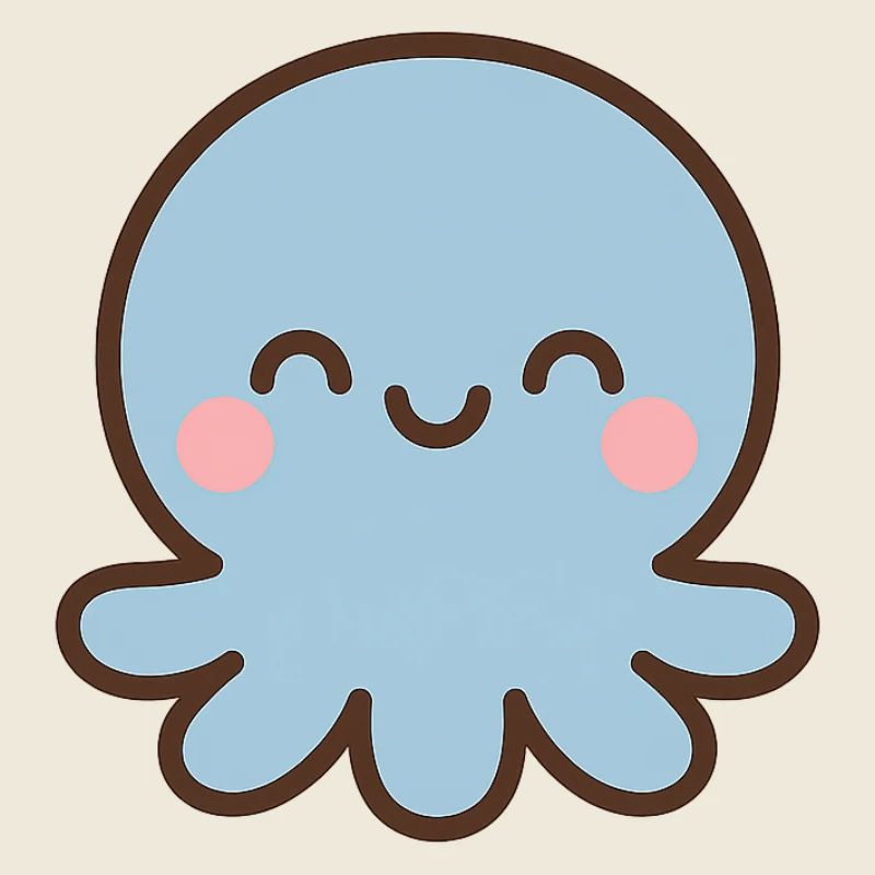 Blue Octopus Kawaii Smile