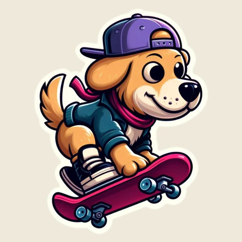 Chien mignon sur planche à roulettes