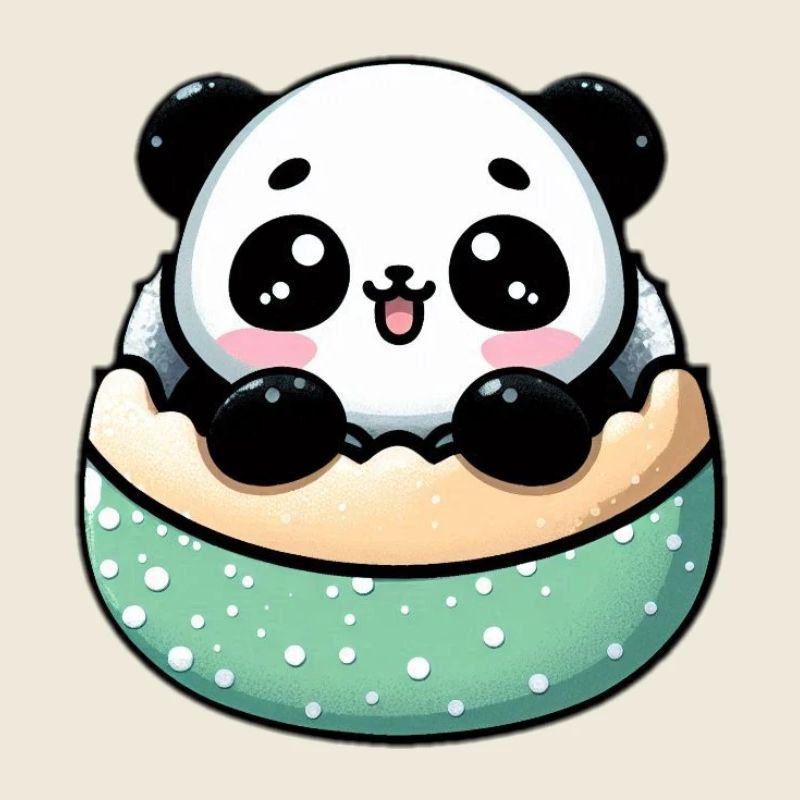 Panda Mochi with Icing Sugar