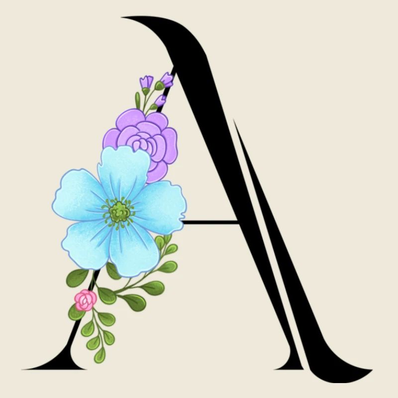 Elégante lettre 'A' avec des fleurs