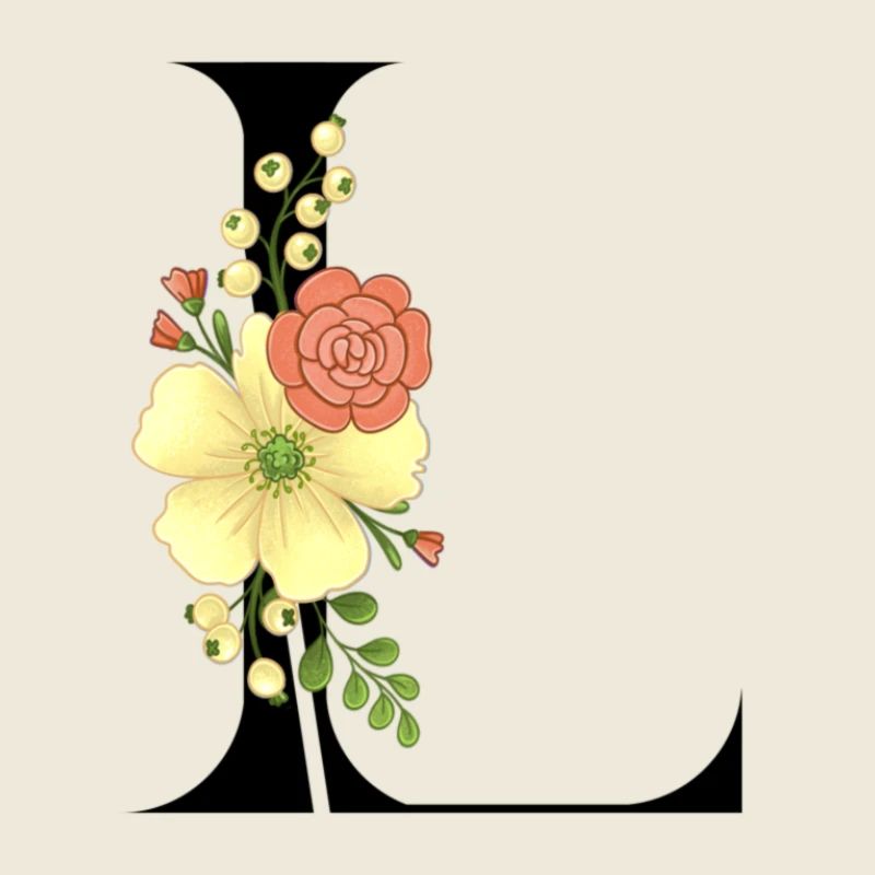 Eleganter Buchstabe 'L' mit Blumen
