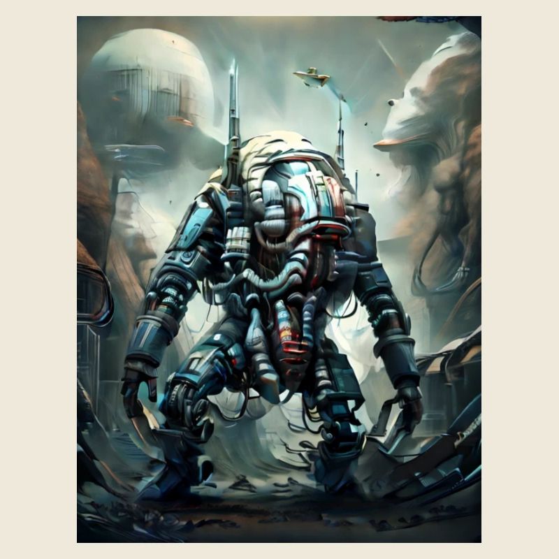 Futuristic AI creature of an alien planet